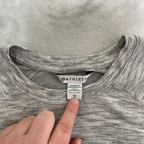 Athleta Sweater Women Extra Small Heather Grey Mindset Sweatshirt Stretch - Picture 2 of 10